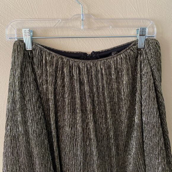 City Vibes Black Gold Metallic Shimmer Skater Tulle Back Zipper Skirt Size 5 - Picture 2 of 12